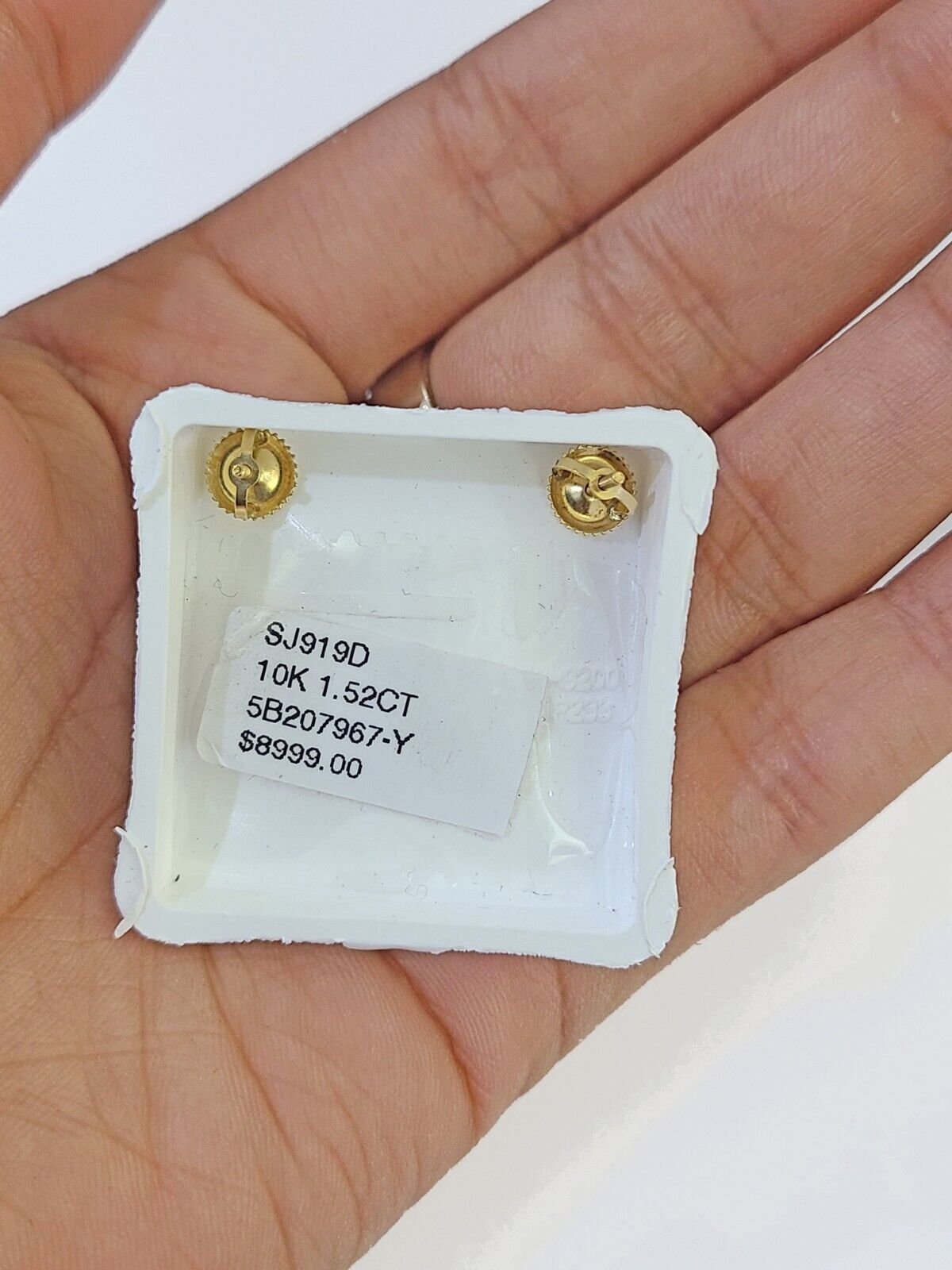 10k Yellow gold Flower Earrings with Real 1.52CT diamond screw - bag ,Women studs - GoldenlinQ